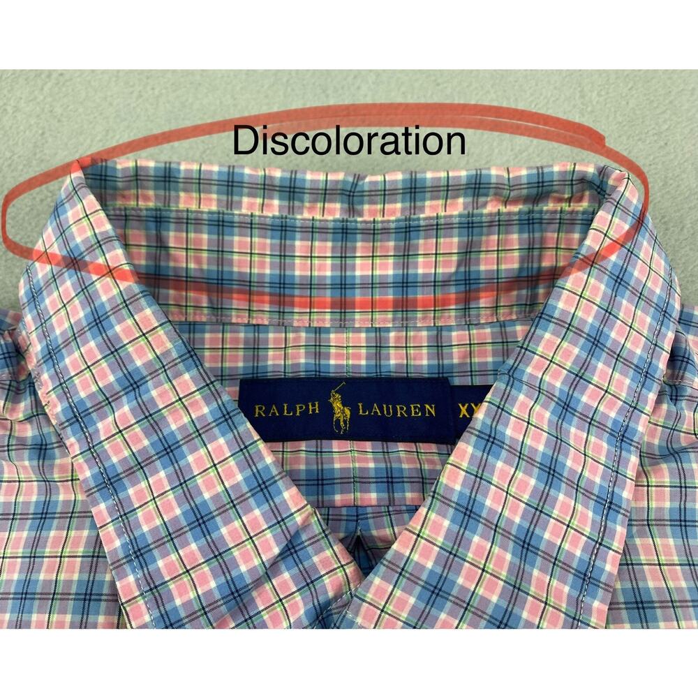 Ralph Lauren Button Down Shirts Mens XXL Blue Plaid Multi Long Sleeve “Read” - Picture 7 of 16